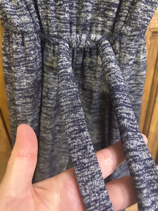 Vtg GAP Heathered Navy Jumpsuit Short Sleeve V-Neck One-Piece XS 70s Vibe Cozy - Picture 4 of 7